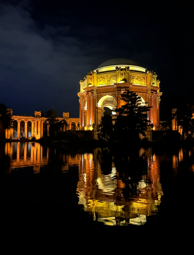 The Palace of Fine Arts at night